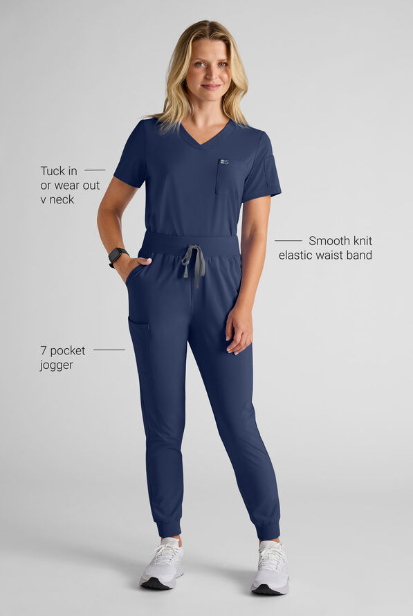 Easy STRETCH Women's Scrub Set - Navy - 7