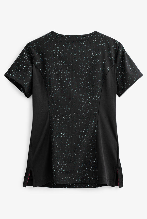 koi Lite&trade; Limited Edition Serenity Women's 4-Pocket V-Neck Scrub Top - Black Iridescent - 2