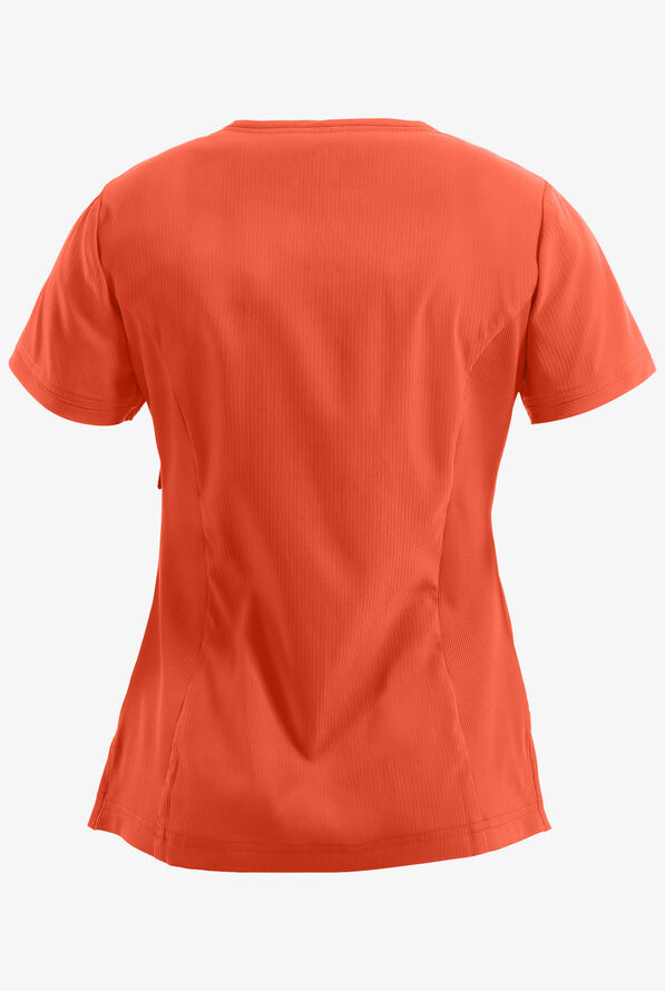 koi Lite&trade; Philosophy Women's 3-Pocket Mock Wrap Side Zipper Scrub Top - Terracotta - 2