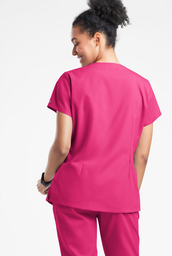 Butter-Soft Originals Women's 6-Pocket Scallop Neck Scrub Top - Fuchsia - 3