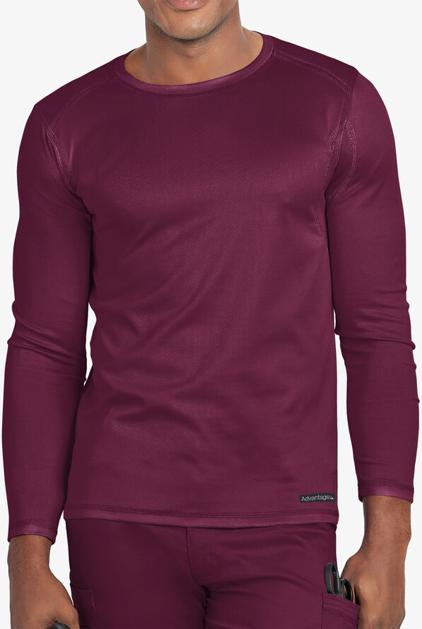 Advantage STRETCH Men's Long Sleeve Crew Neck Underscrub - Wine - 2