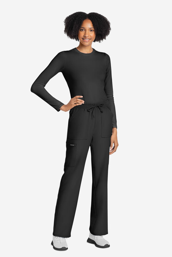 Cherokee Workwear Originals Ultra Women's 4-Pocket Drawstring Cargo Scrub Pants - Tall - Black - 5