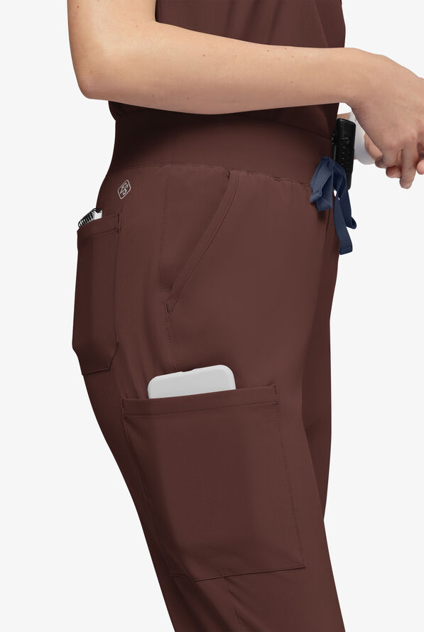 Easy STRETCH Olivia Women's 7-Pocket Slim Leg Jogger Scrub Pants - Nutshell - 2