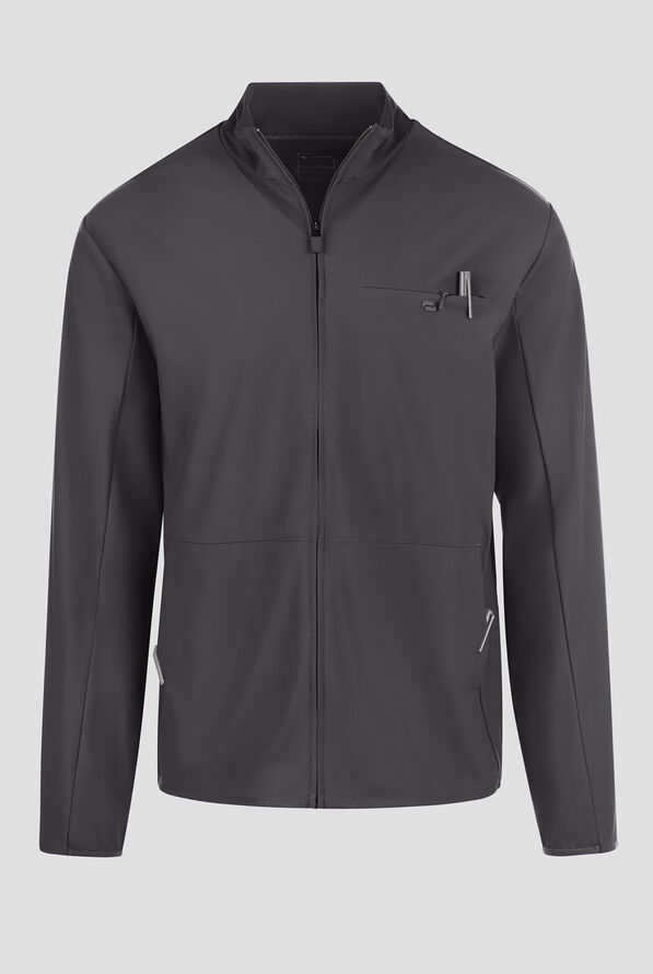 Infinity PURSUIT Men's 3-Pocket STRETCH Front Zip Warm-Up Scrub Jacket - Pewter - 1