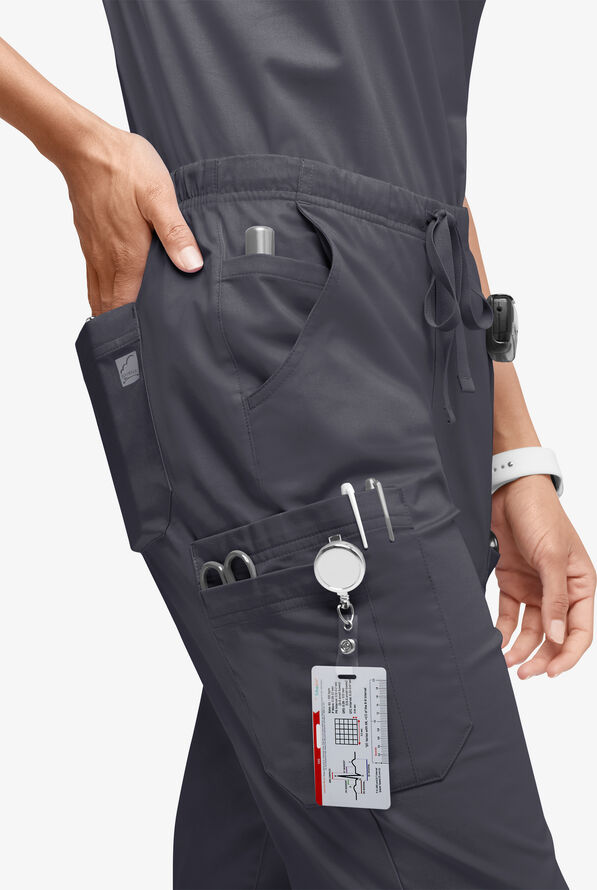 Butter-Soft STRETCH Women’s 10-Pocket Mid Rise Straight Leg Scrub Pant - Pewter - 3