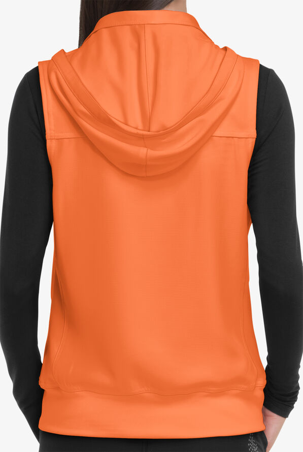 heartsoul Break On Through Women's 4-Pocket STRETCH With Removable Hoodie Scrub Vest - Cantaloupe - 4