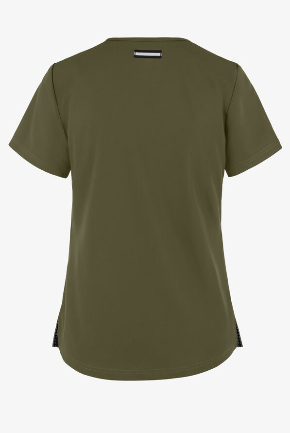 koi Next Gen Ready to Work Women's 1-Pocket STRETCH V-Neck Scrub Top - Olive - 2