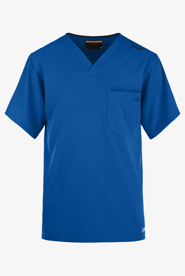 Skechers by Barco Structure Men's 1-Pocket STRETCH V-Neck Scrub Top - Royal - 1