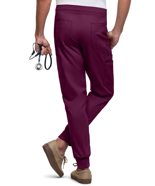 Strictly Scrubs Active STRETCH Men's 9-Pocket  Knit Waist Jogger Scrub Pant - Wine - 2