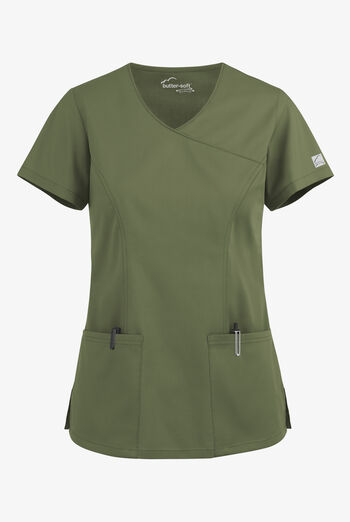 Butter-Soft STRETCH Women's 3-Pocket V-Neck Mock Wrap Scrub Top