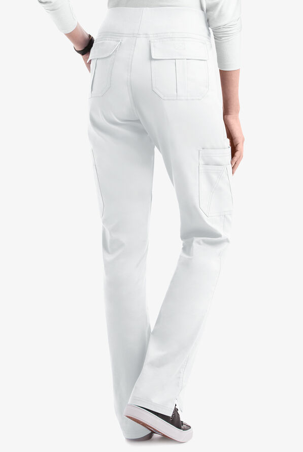 Butter-Soft STRETCH Women's 10-Pocket Active Yoga Scrub Pants - White - 4