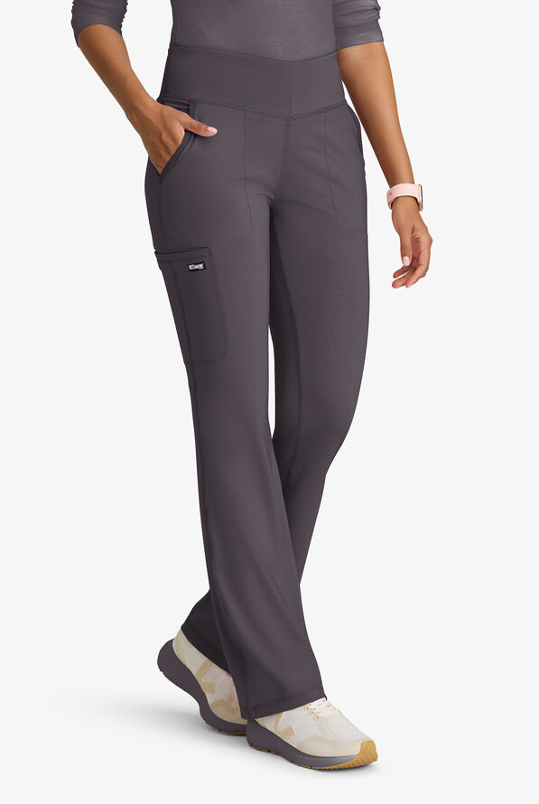 Pantalón médico Grey's Anatomy by Barco Spandex Knit Swift STRETCH Petite estilo cargo con piernas acampanadas y 5 bolsillos para mujer - Steel Gray - 1