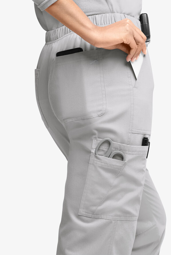 Pantalón médico Butter-Soft Originals de tiro medio estilo cargo con piernas rectas y 7 bolsillos para mujer - Silver - 2