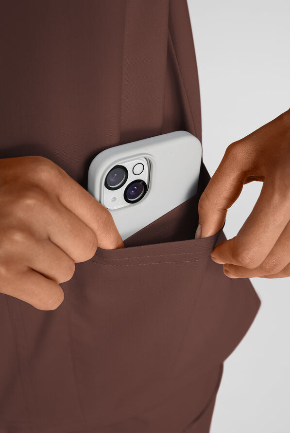 Butter-Soft STRETCH Women's 4-Pocket V-Neck Scrub Top - French Roast - 5