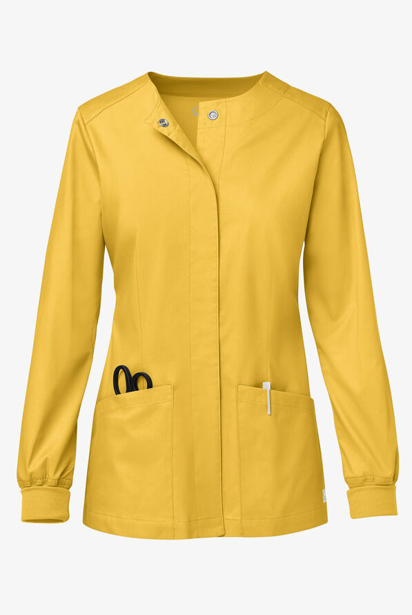 Butter-Soft STRETCH Women's 2-Pocket Long Sleeve Snap Front Scrub Jacket - Warm Sun - 1