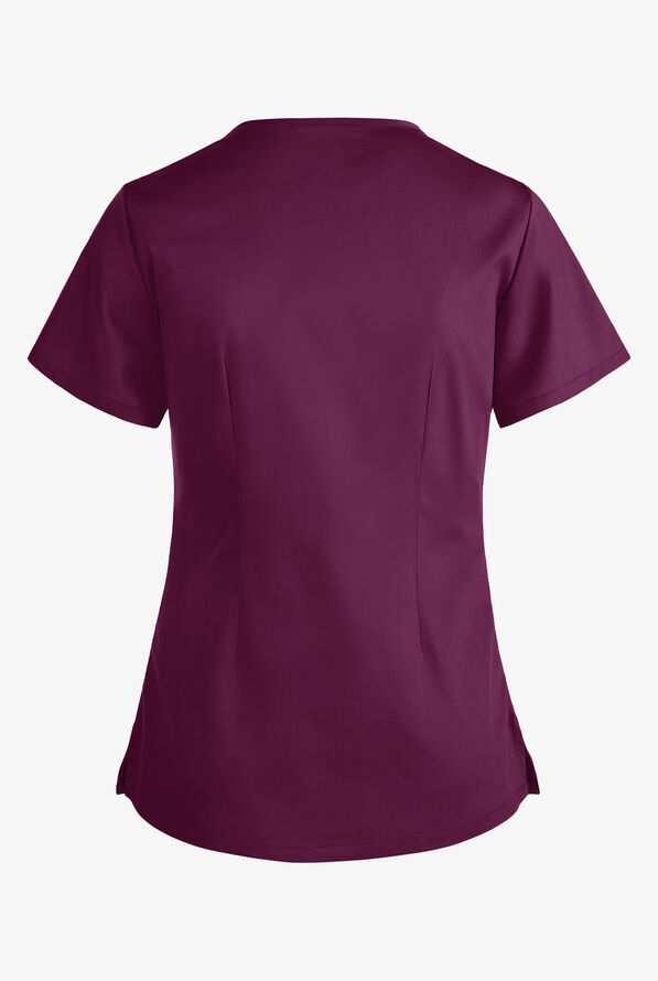 Blusa m&eacute;dica UA Butter-Soft STRETCH con ojales y 4 bolsillos para mujer - Wine - 4
