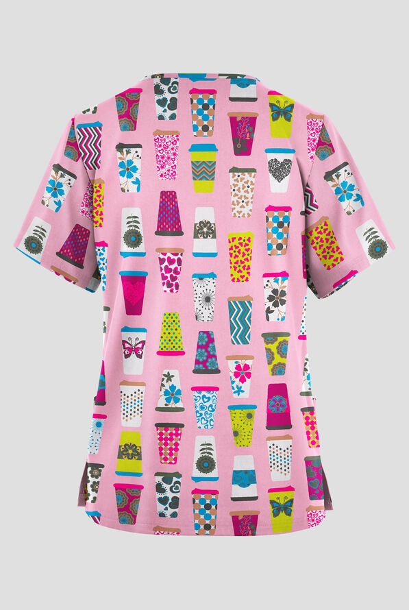 Blusa médica estampada Butter-soft Originals Good Morning Blush con cuello en V y 2 bolsillos para mujer - null - 2