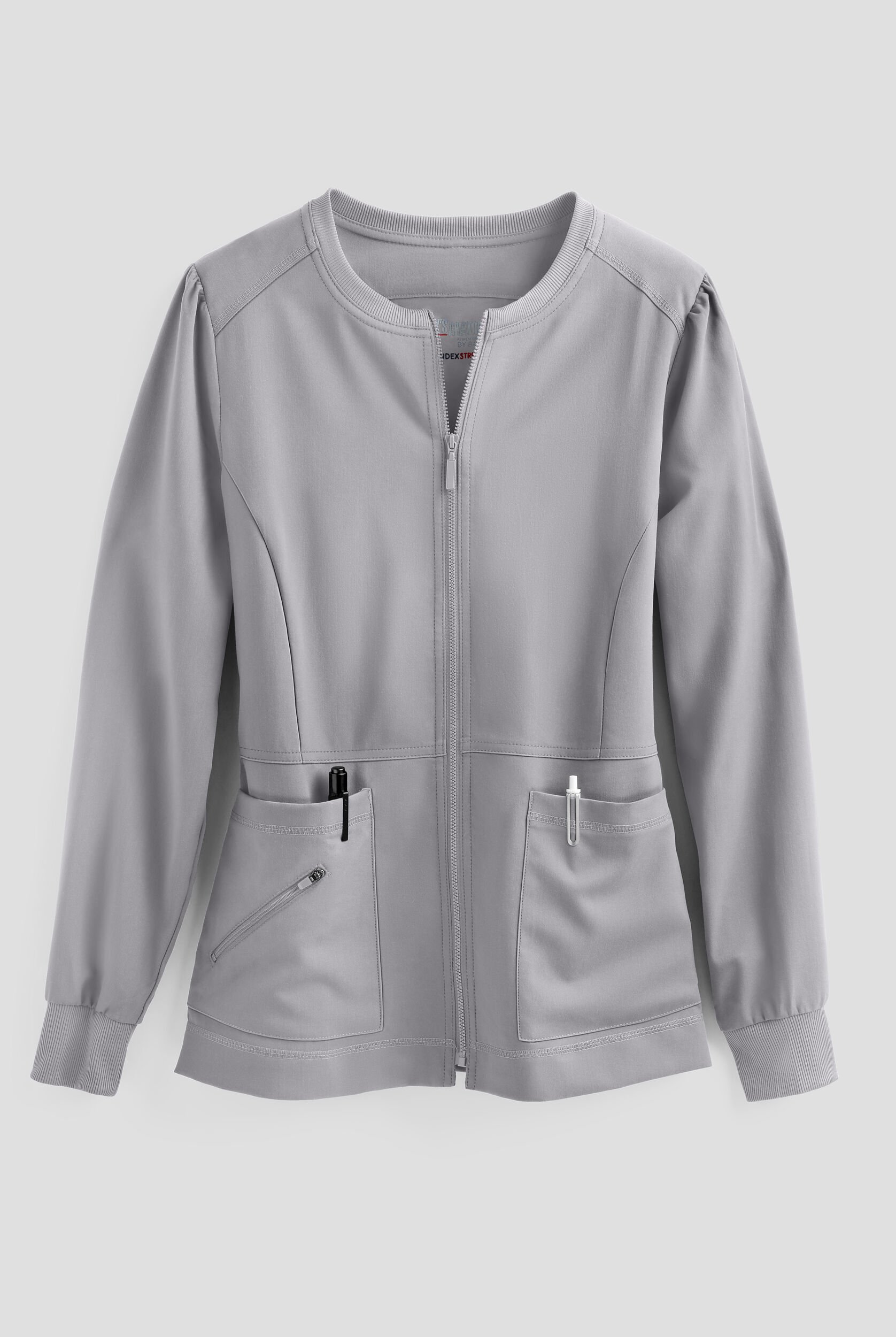 Grey's Anatomy Spandex Women's 3-Pocket Zip Front Warm Up Scrub