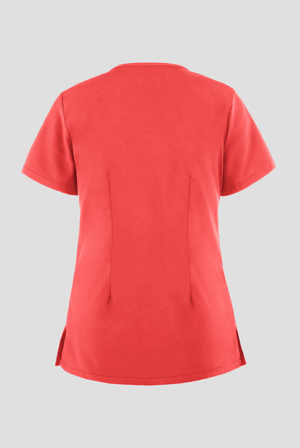 Easy STRETCH Lina Mitered Women's 4-Pocket V-Neck Scrub Top - Radiant Red - 3