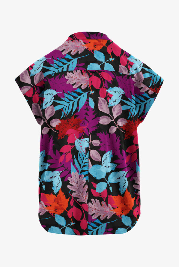 Blusa m&eacute;dica estampada Butter-Soft STRETCH Rustling Leaves de corte holgado (oversize) con mangas dolm&aacute;n y 2 bolsillos para mujer - null - 2