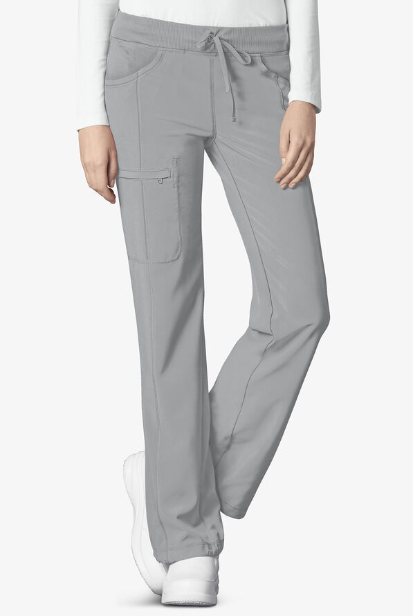 Infinity Women's 4-Pocket STRETCH Drawstring Scrub Pants - Petite - Grey - 1