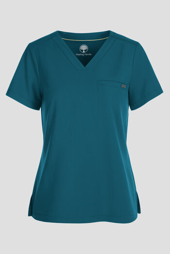 Healing Hands Quest Women's 1-Pocket STRETCH Tuck In V-Neck Scrub Top