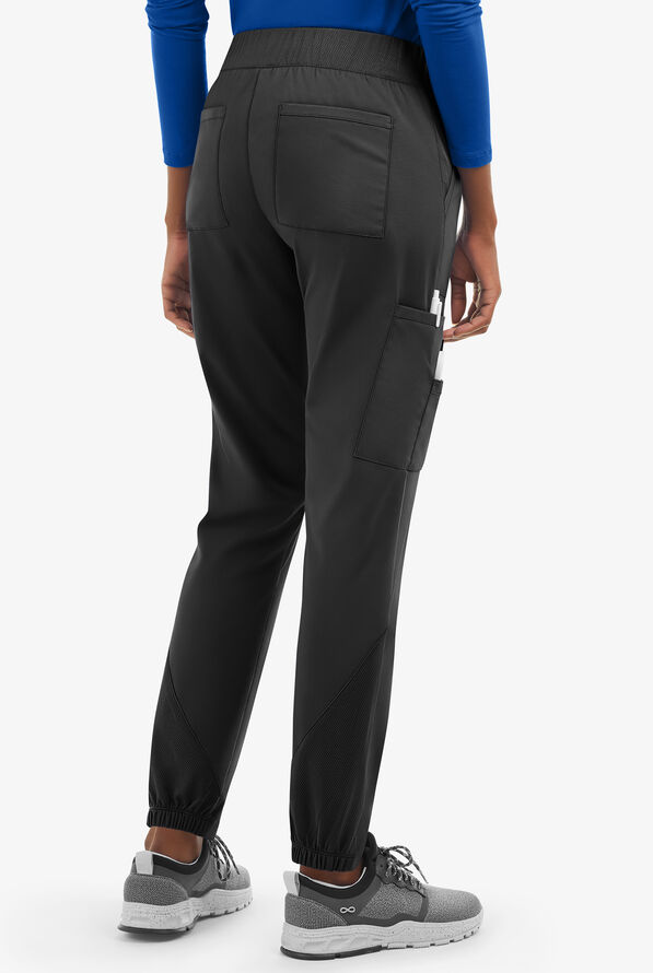 UA Exclusive Cherokee Workwear Professionals Active Women's 6-Pocket STRETCH Half Jogger Scrub Pants - Black - 3