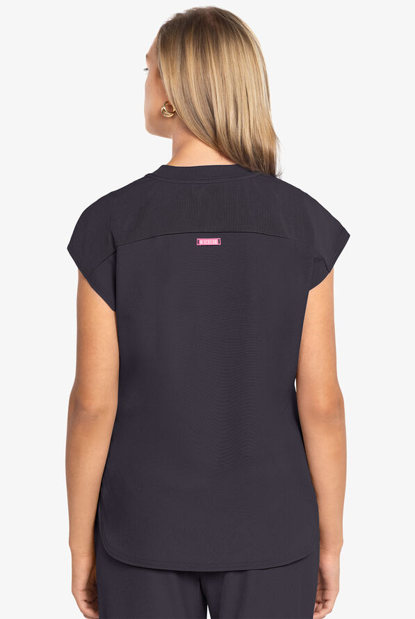 Blusa m&eacute;dica Med Couture Amp STRETCH con cuello redondo y 2 bolsillos para mujer - Pewter - 4