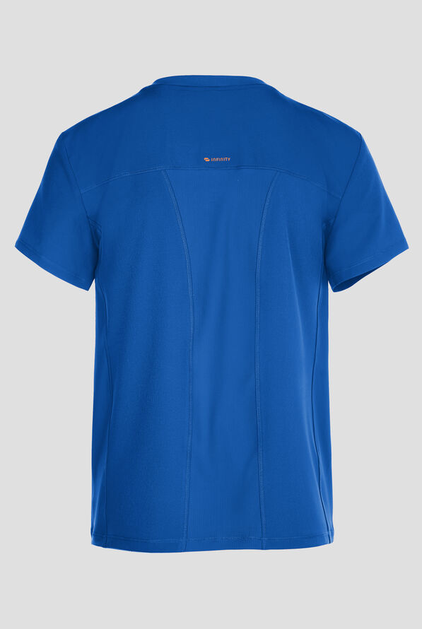 Infinity GNR8 Men's 3-Pocket STRETCH Rib-Knit Crew Neck Scrub Top - Royal - 2