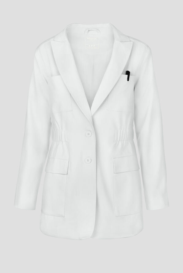 Wink Layers Women's 28 1/4"  4-Pocket Blazer Short Lab Coat - White - 1