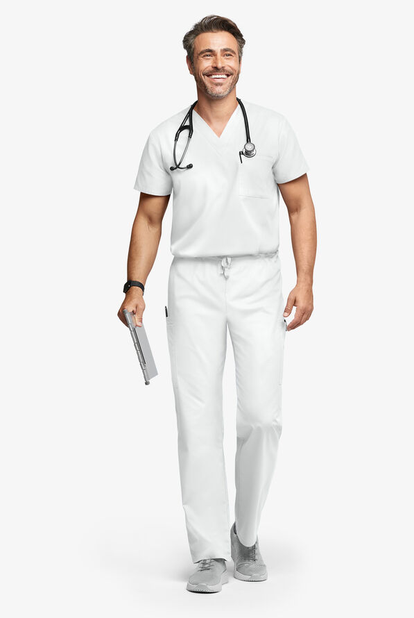 Butter-Soft Originals Unisex 2-Pocket V-Neck Scrub Top - White - 2