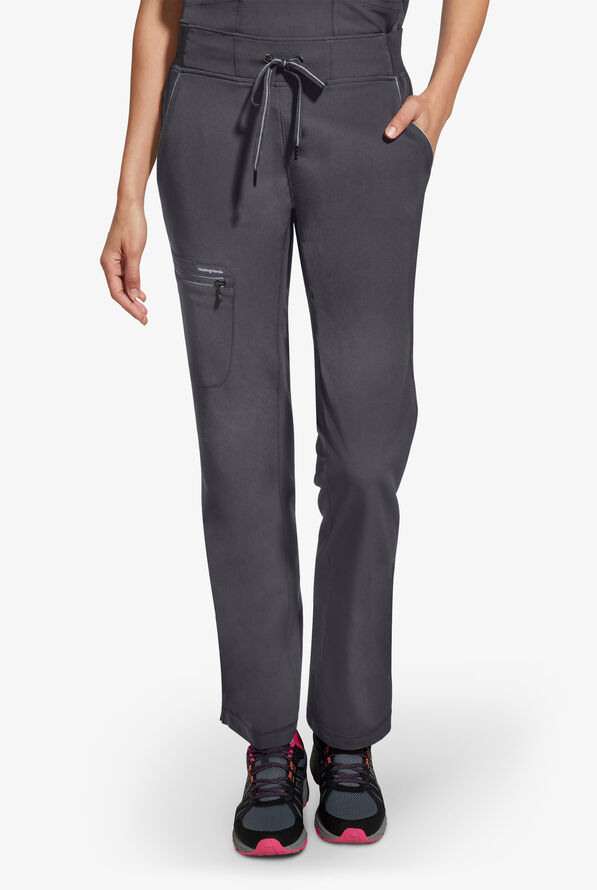 Healing Hands 360 Nisha Women's 6-Pocket STRETCH Rib Knit Waistband Drawstring Scrub Pants - Pewter - 1