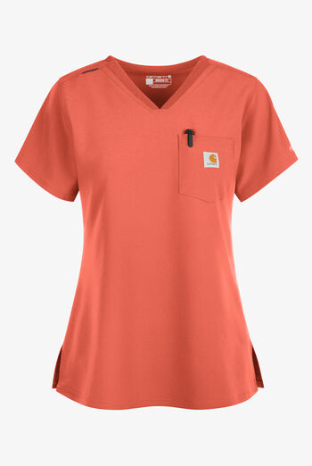 Carhartt Cross-Flex Force Women's 1-Pocket STRETCH Knit Panel Tuck In Scrub Top