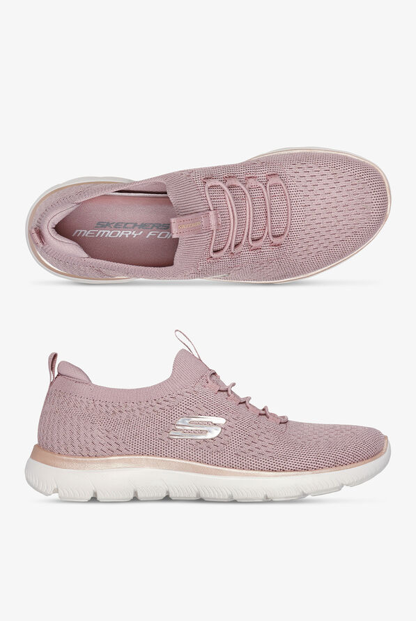 Skechers Sport SUMMITS - PIXI DUST Rose Gold Knit Bungee Athletic Slip-On Nursing Shoes - null - 1