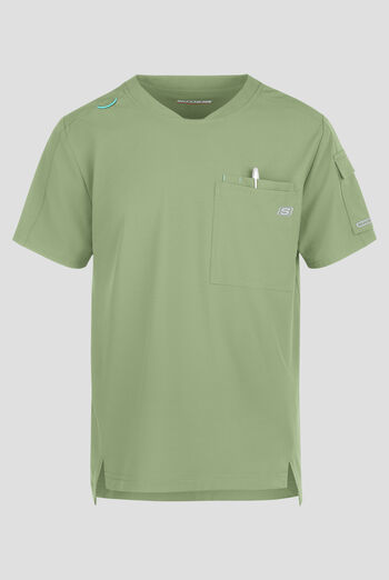 Skechers by Barco Ripstop Station Men's 3-Pocket STRETCH Notched Hem Round Neck Scrub Top