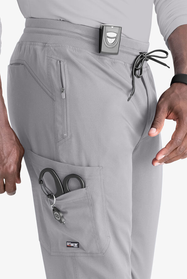 Grey's Anatomy by Barco Spandex STRETCH Murphy Men's 5-Pocket Cargo Jogger Scrub Pants - Moonstruck - 5