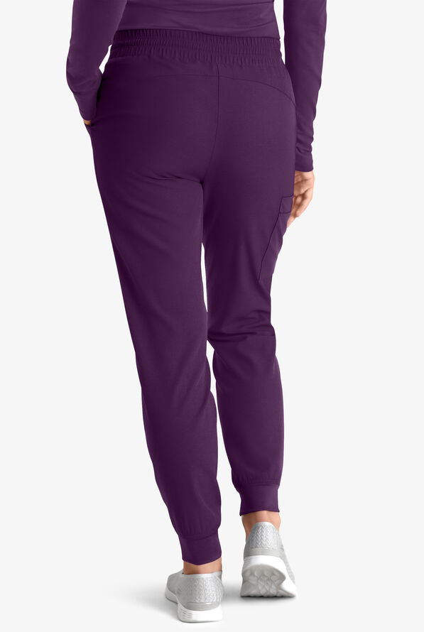 Skechers by Barco Theory Women's 4-Pocket STRETCH Cargo Jogger Scrub Pants - Eggplant - 4