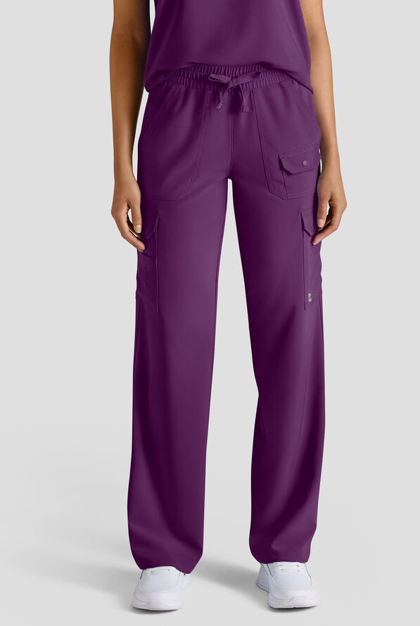 Easy STRETCH Ayo Women's 10-Pocket Cargo Scrub Pants - Eggplant - 1