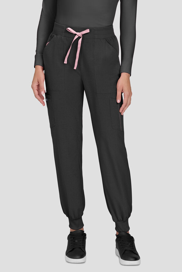 koi Solis Hettie Women's 7-Pocket STRETCH Jogger Cargo Scrub Pants - Black - 1