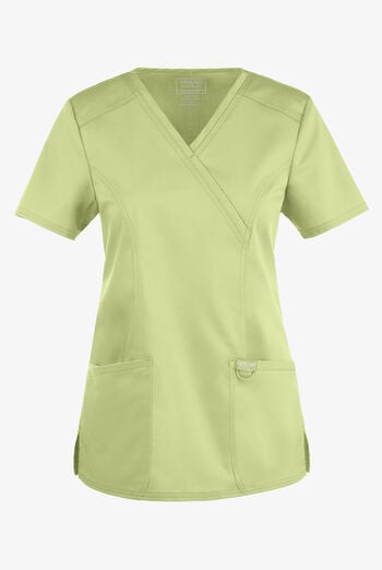 Cherokee Workwear Revolution Women's 2-Pocket STRETCH Mock Wrap Scrub Top