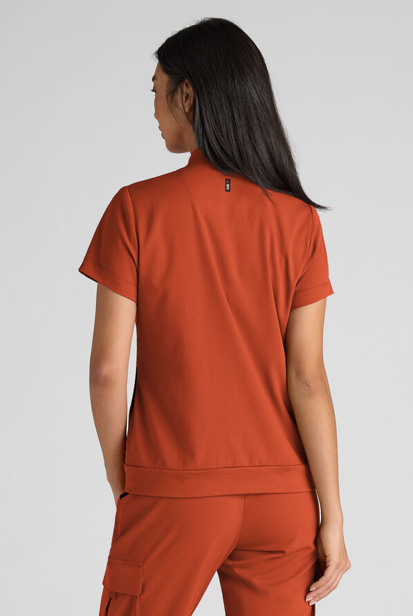 Blusa m&eacute;dica Grey's Anatomy by Barco Emerge Rowen STRETCH con cremallera y 2 bolsillos para mujer - Warm Sienna - 2