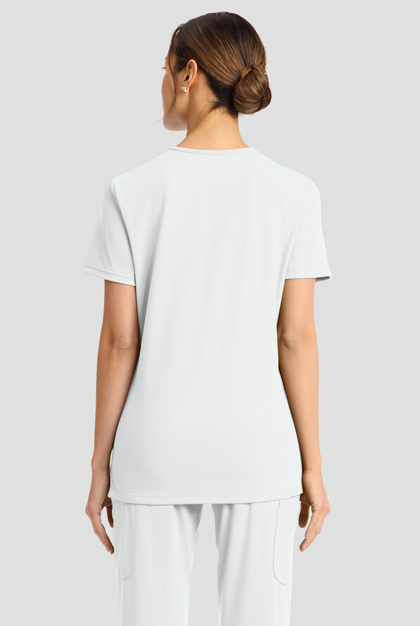 Cherokee Achieve Women's 2-Pocket STRETCH Knit V-Neck Scrub Top - White - 3