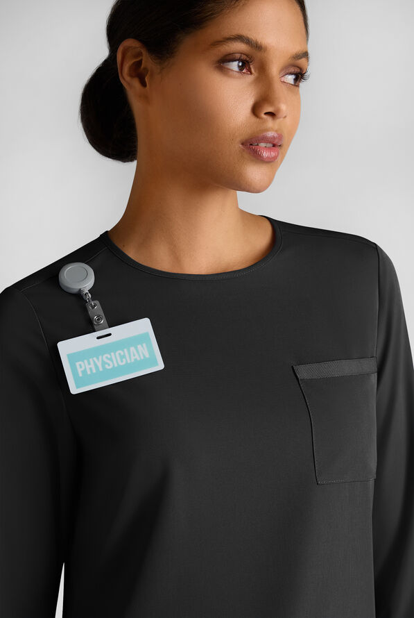 Blusa médica WhisperLite con mangas 3/4 para mujer - Black - 4