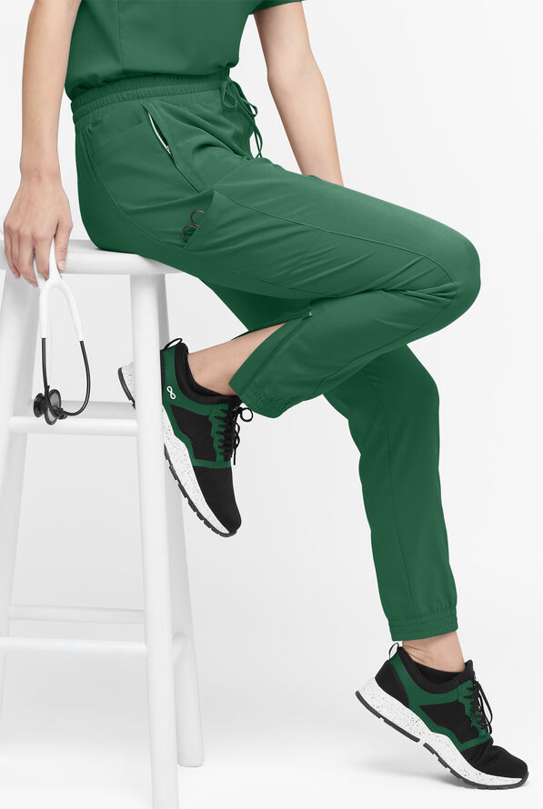 Pantal&oacute;n m&eacute;dico Easy STRETCH Kourtney estilo jogger con piernas delgadas modernas y 5 bolsillos para mujer - Hunter - 1