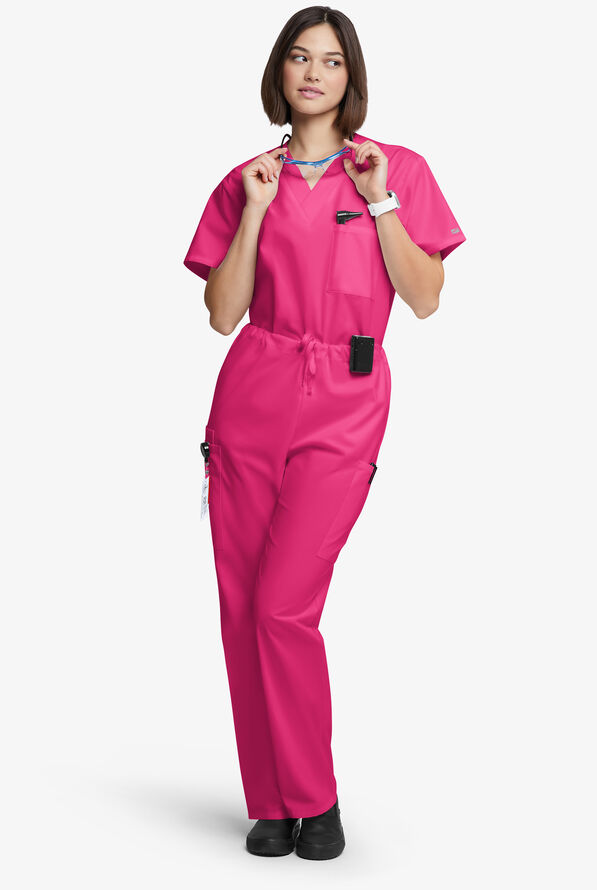 Butter-Soft Originals Unisex 4-Pocket Drawstring Relaxed Straight Leg Scrub Pants - Tall - Fuchsia - 4