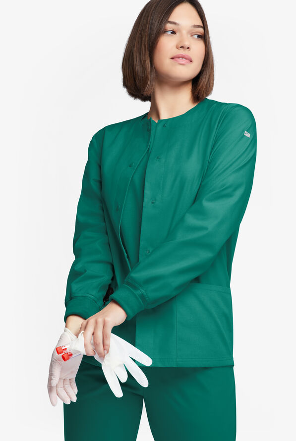 Butter-Soft Originals Women's 3-Pocket Warm-up Scrub Jacket - Hunter - 2