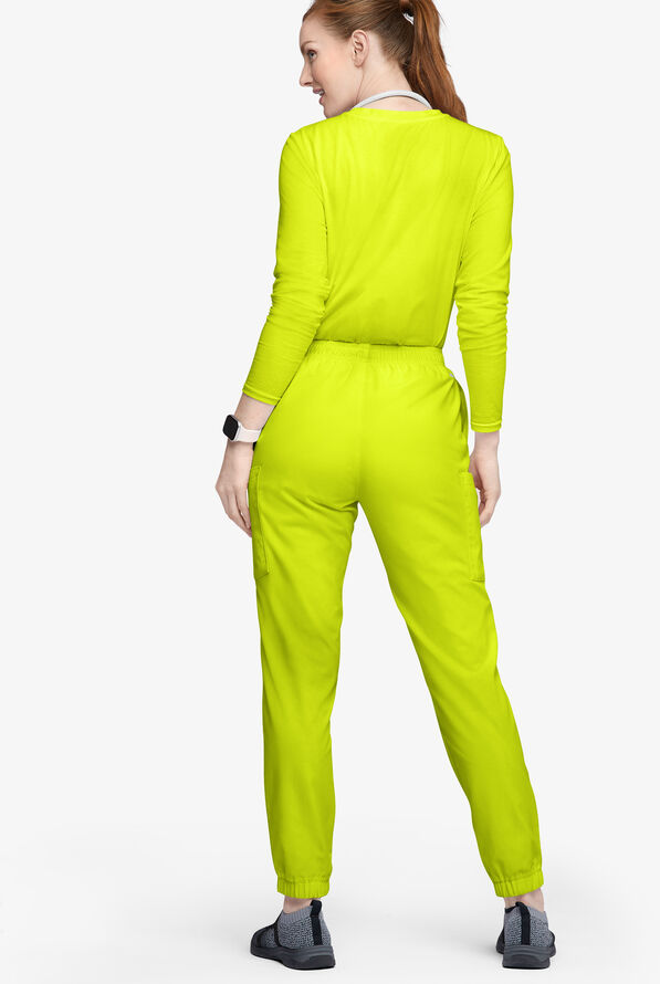 Butter-Soft Originals Women's 7-Pocket Tapered Jogger Cargo Scrub Pants - Lime Crush - 3