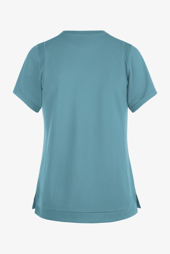 Wink Renew Knit Women's 2-Pocket STRETCH Rib-Knit Crew Neck Scrub Top - Vintage Teal - 2