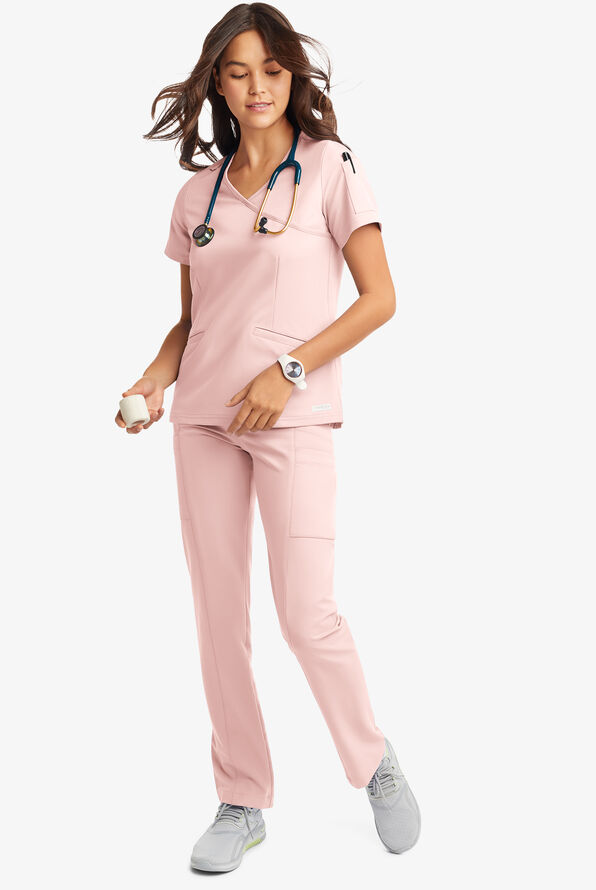 Butter-Soft Women's 6-Pocket Yoga Scrub Pants **Slightly IRREGULAR** - Sweet Pink - 6