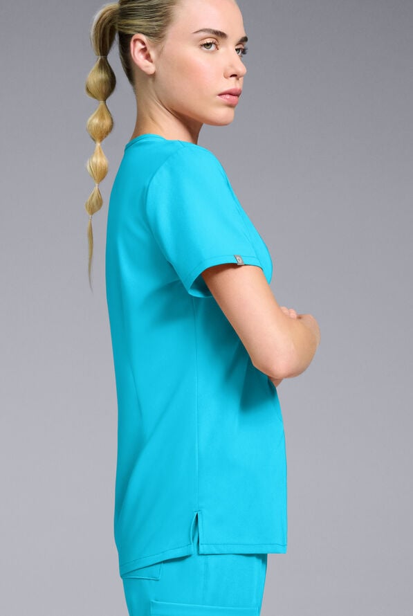 Hypothesis Women's Base V-Neck Tuck-In Scrub Top - Turquoise - 6
